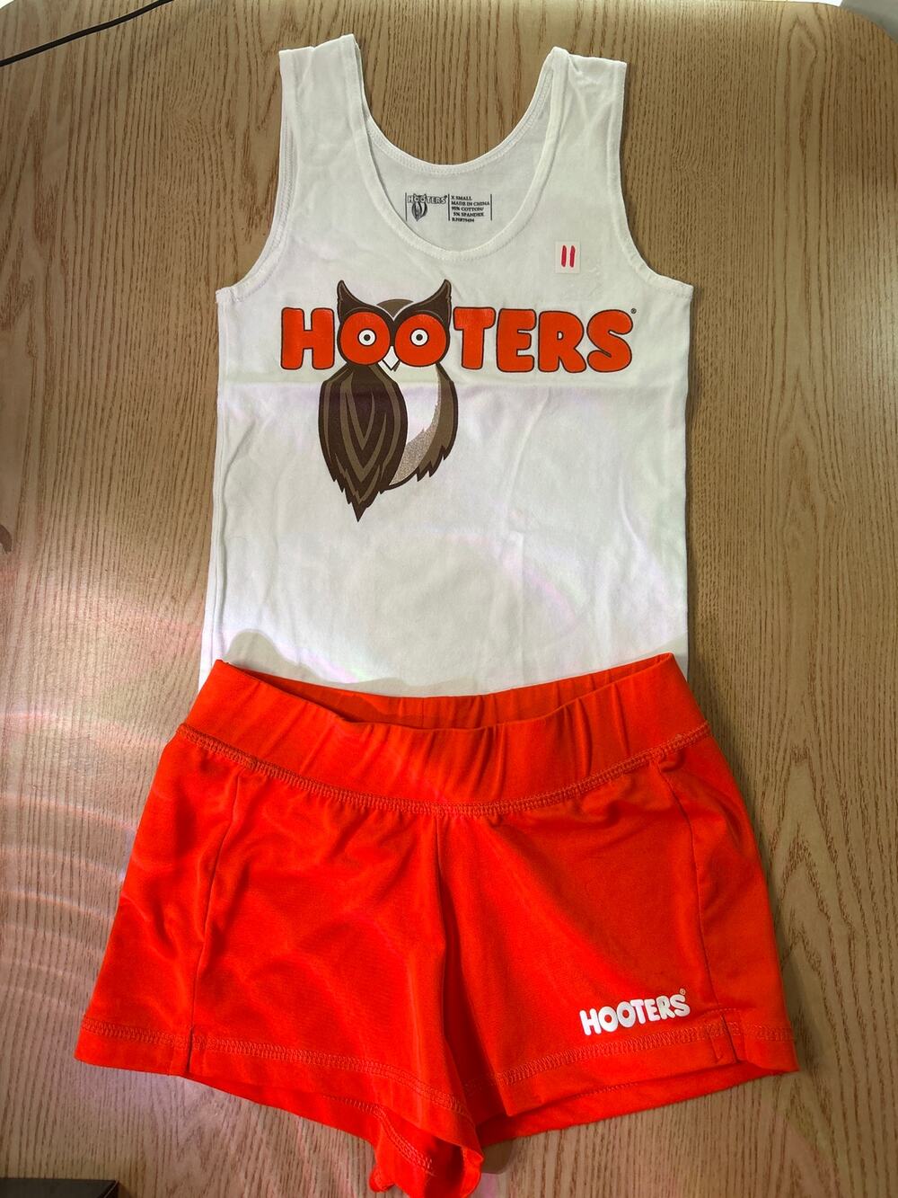 b46-11 New Women 2pc Hooters Girl Worn Uniform Tank Shorts Xs/Xxs Waist 11.5-16โ